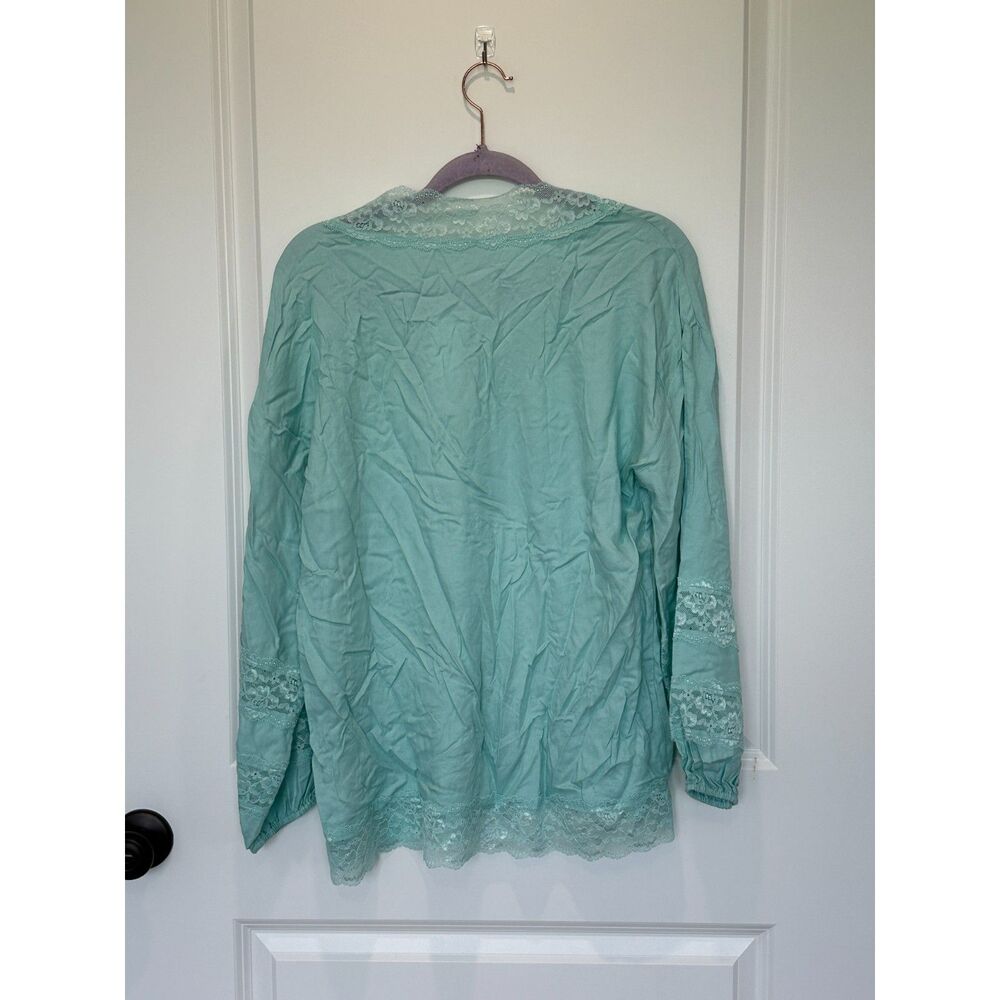 NWT Soft Surroundings Claudia Top Teal Dust Lace Size Medium